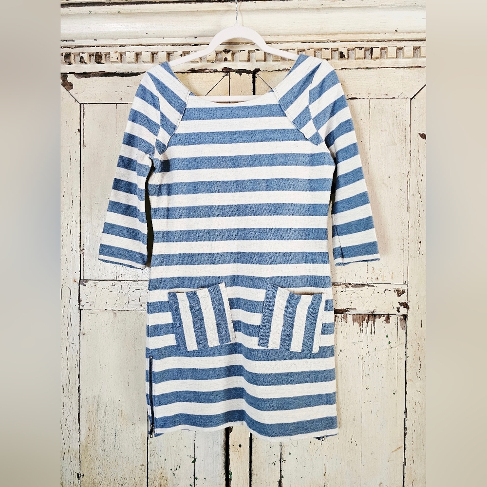 Free People Blue and White Striped Mini Dress